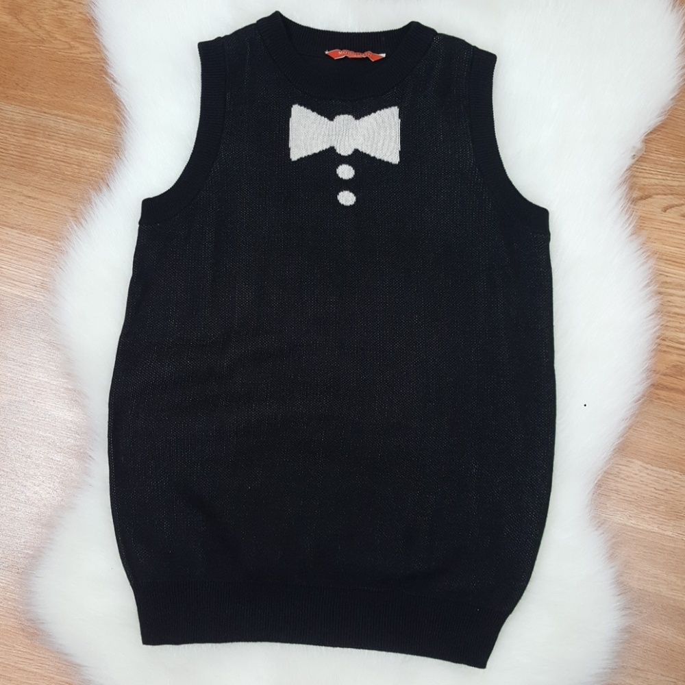 Modcloth faux bow sleeveless sweater top small